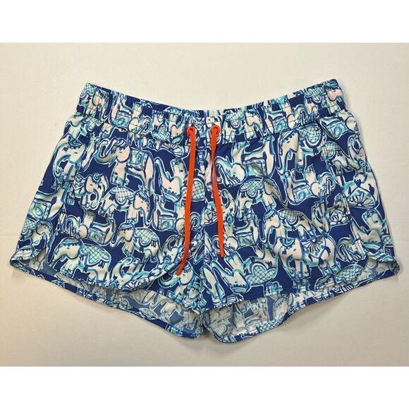 Lilly Pulitzer Luxletic Run Around Shorts Bomber Blue Get Trunky Print Size XS - Picture 2 of 11